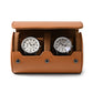 Brown Leather 2 Watch Roll Travel Case for Men