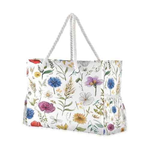 Large Beach Bags Totes Canvas Tote Shoulder Bag Soft Wave Water Resistant Bags for Gym Travel Daily Ocean