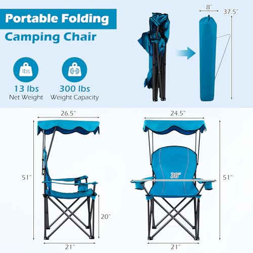Camping Chair with Canopy Shade