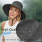Sun Hats for Women UV Protection Wide Brim Hat with Ponytail Hole Black