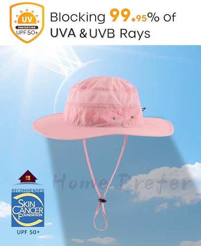 Womens Sun Hat Lightweight Mesh Bucket Hat UPF50+ Wide Brim Sun Protection Caps Pink