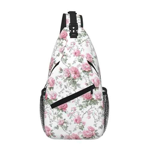 Sling Bag Vintage Floral Hiking Daypack Crossbody Shoulder Backpack Travel Chest Pack for Men Women