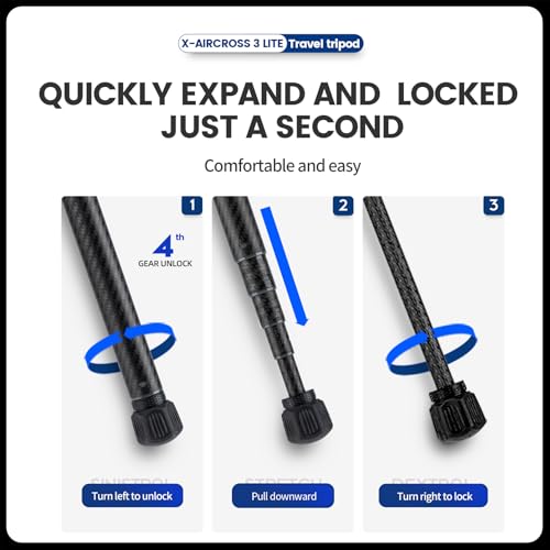 Carbon Fiber Tripod 60 Inch 360 Degree Ball Head Quick Release Plate Lightweight Travel Tripod