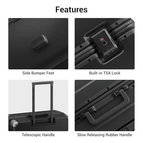Zipperless Checked Luggage Large Suitcase with Wheels 28 Inch Aluminum Frame Luggage Hard Shell Suitcases with Tsa Locks