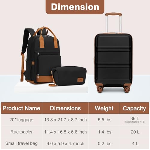 Luggage Set 3 Piece Carry On Hardside Luggage with Spinner Wheels (3 Count)