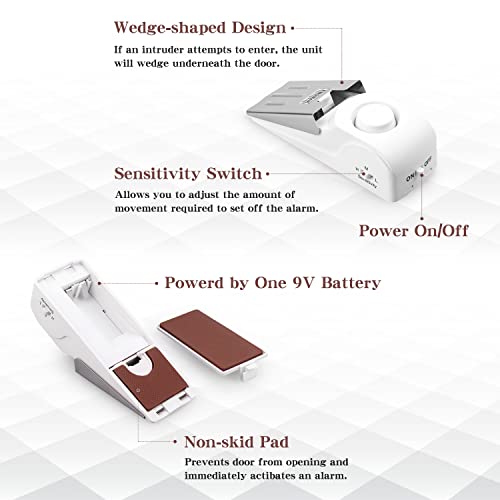 Door Stop Alarm with 120DB Siren Door Stop for Home & Travel (4 Count)