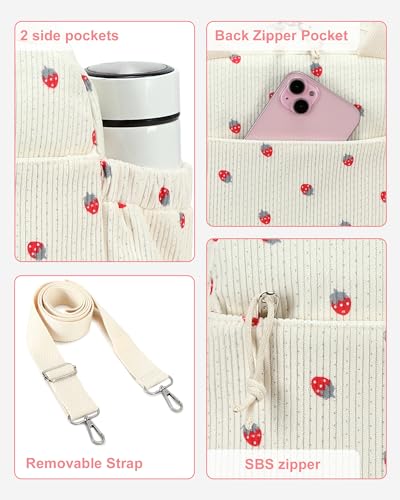 Lunch Bag for Women Cute Corduroy Lunch Tote Bags with Shoulder Strap Reusable Insulated Lunch Box Large Capacity Reusable Insulated Cooler for Work Picnic or Travel