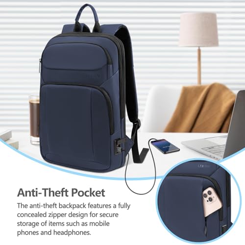 Backpack for Men Slim & Expandable Travel Laptop Backpack with USB Charging Port Water Resistant Anti