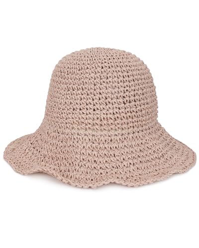 Womens Crochet Straw Sun Hat Foldable Floppy Wide Brim Beach Hat for Summer