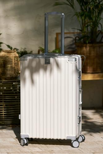 26 Inch Checked Zipperless Luggage with Cup Holder