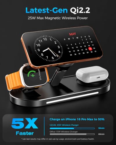 25W 3 in 1 Wireless Charging Station for Qi2.2 Magsafe Charger for Apple