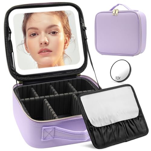 Travel Makeup Bag with Lighted Mirror