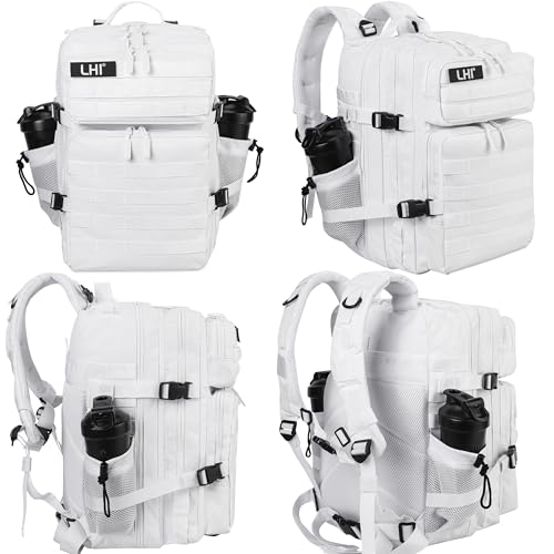 Military Tactical Backpack for Men and Women 45L Army 3 Days Assault Pack Bag Large Rucksack with Molle System White