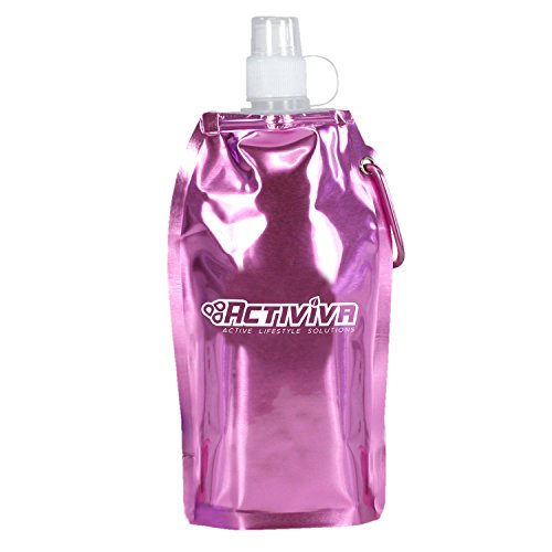 USA Merchant Collapsible Reusable Water Bottle with Carabiner Clip Light Weight Leak Proof Foldable Drinking Water Bottle Non Toxic BPA Free (4 Count)