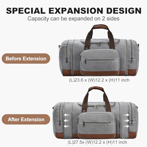 60L Canvas Duffle Bag for Travel Weekend Gym Overnight Carry