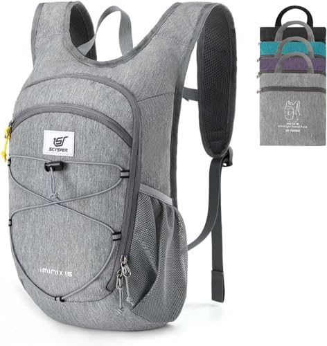 15L Foldable Hiking Backpack Lightweight Packable Travel Daypack with Chest Strap Small Outdoor Folding Back Pack Collapsible Bag for Women Men