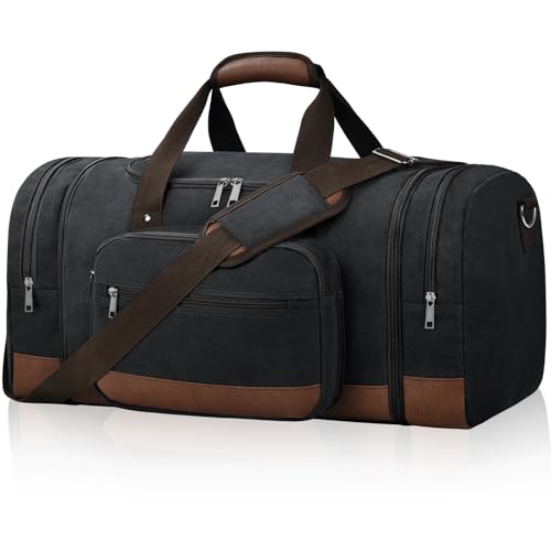 60L Canvas Duffle Bag for Travel Weekend Gym Overnight Carry