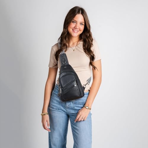 7L Crossboydy Sling Bag for Women Vegan Leather Crossbody Purse Fanny Pack Chest Bag for Travel