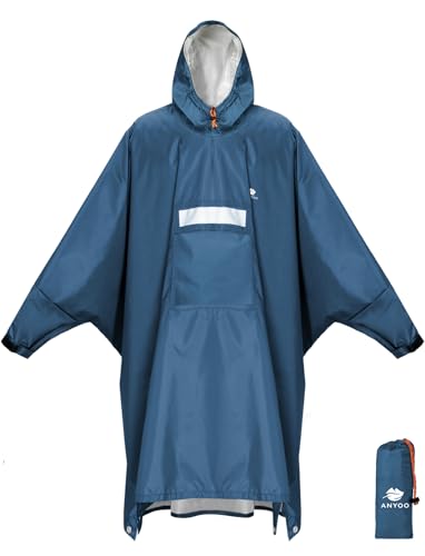 Hooded Rain Poncho for Adult Waterproof Lightweight Raincoat