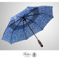 Folding Umbrella Real Wood Handle Garden of Glamour Cobalt Blue