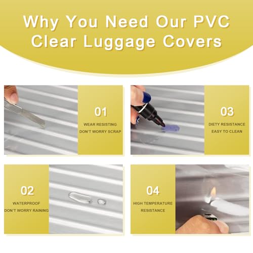 Luggage Cover 30 Inch Clear Suitcase Cover 0.4mm Thick PVC Transparent