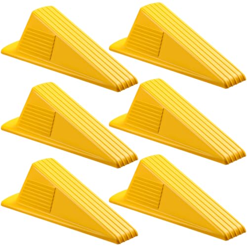 6 Pcs Heavy Duty Rubber Door Stops Wedge Stackable (6 Count)