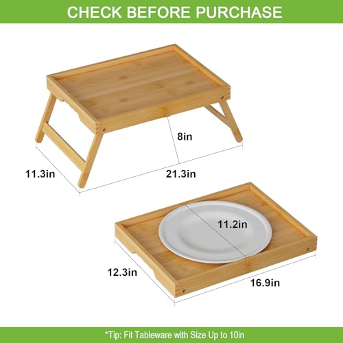 Bamboo Bed Tray Table with Folding Legs