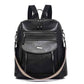 PU Leather Small Backpack Purse for Women Ladies Dark Black