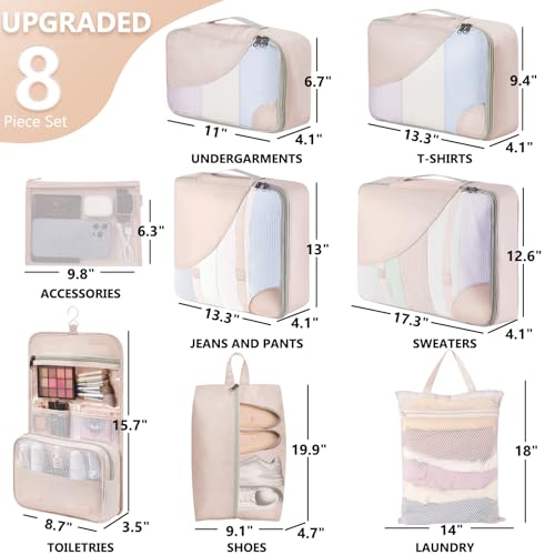 8 Set Packing Cubes for Travel (8 Count)