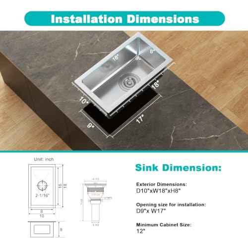 10" Undermount Bar Sink