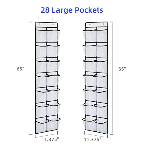 2 Pack White 14 Pockets Over the Door Shoe Organizer (2 Count)