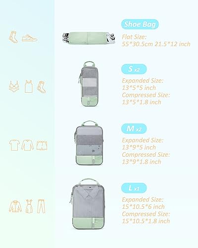 6 Set Compression Packing Cubes for Travel (6 Count)