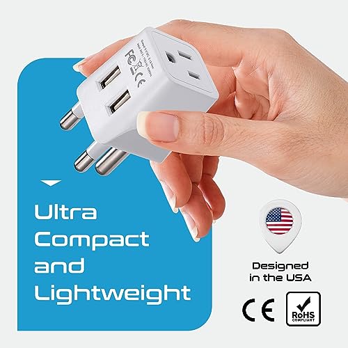 South Africa Botswana Travel Adapter Plug With Dual USB + USA Input