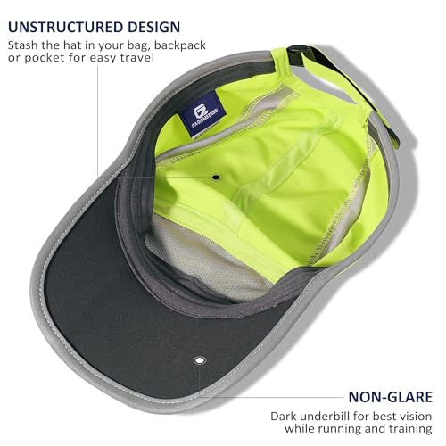 Baseball Cap Nylon Running Cap Outdoor Sports Hat for Men Woman Adjustable Quick Drying Reflective Foldable UPF Inhibit UV Mesh Water Repellency Race Performance Lightweight Bright Green