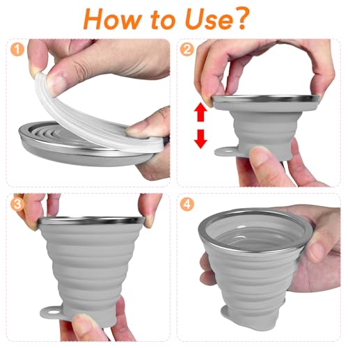 4 Pack Collapsible Silicone Cups with Lids (4 Count)