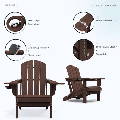Outdoor Adirondack Chairs with 2 Cup Holders