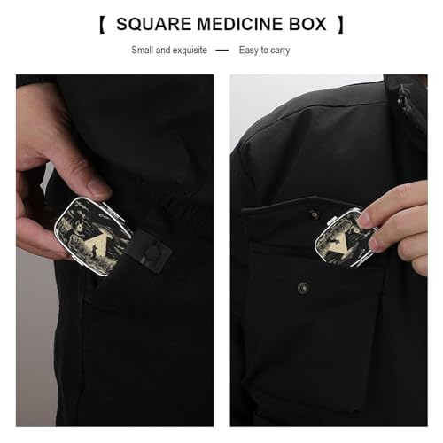 Metal 2 Compartment Pill Organizer Travel Friendly Portable Compact Pill Box Cute Pill Case to Hold Vitamins