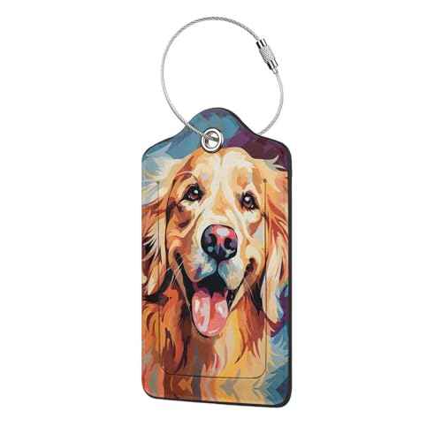 Dog Leather Luggage Tag with Stainless Steel Ring