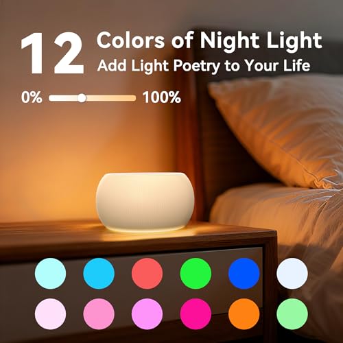White Noise Sound Machine Portable Sleep Machine for Baby Adult with 30 Soothing Sounds 12 Night Light Colors 4 Timer Memory Function Rechargeable Noise Machines for Sleeping