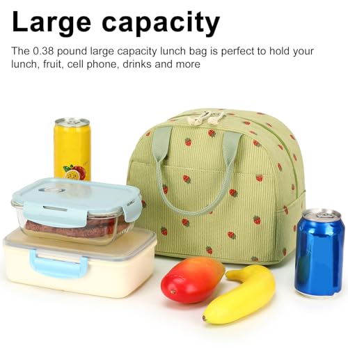 Lunch Bag for Women Men Cute Corduroy Lunch Tote Bags Reusable Insulated Lunch Box Large Capacity Reusable Insulated Cooler for Work Picnic or Travel