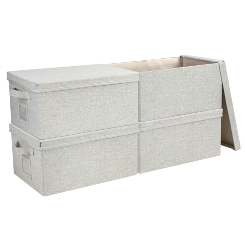 Storage Bins With Lids Closet Organizer Cabinet Box For Clothes (4 Count)