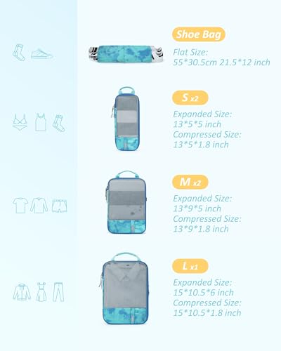 6 Set Compression Packing Cubes for Travel (6 Count)