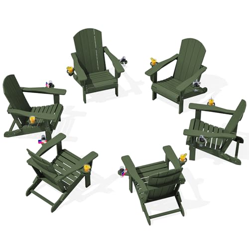 Outdoor Adirondack Chair Set of 6 with Cup Holders (6 Count)