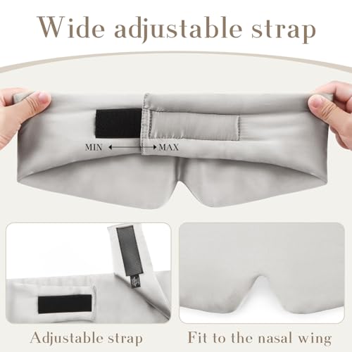 100% Mulberry Silk Sleep Mask Eye Mask for Women Man with Adjustable Band
