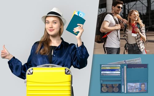 Deluxe Personalized Monogrammed Teal RFID Leather Passport Wallet