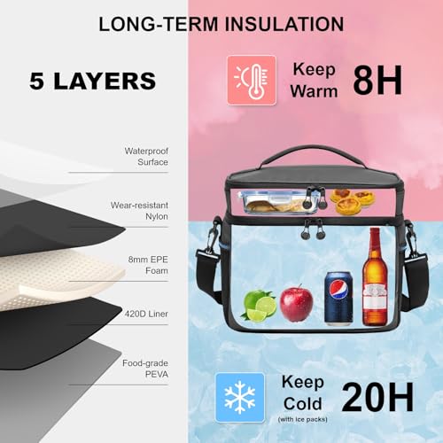 Small Cooler Bag 24 Can Insulated Lunch Box Double Deck Soft Leak (24 Count)