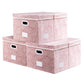 Jumbo Collapsible Storage Boxes with Lids Fabric Decorative Storage Bins Cubes Organizer Baskets with Cover Handles Divider for Bedroom Closet Living Room 23.2x15.7x11.8 Inch 3 Pack (3 Count)