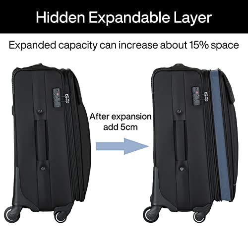 24 Inch Expandable Luggage Large Suitcases with Wheels Softside Checked Luggage Rolling Suitcase with Lock Lightweight Travel Luggage for Men and Women 24 Inch Luggage