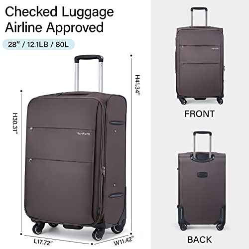28 Inch Luggage with Spinner Wheels Expandable Large Suitcase with Wheels Softside Check in Luggage Rolling Suitcase with Lock Lightweight Travel Luggage for Men and Women