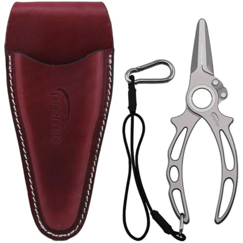 danco Premio Titanium Fishing Plier with Cobalt Cutters and Leather Sheath